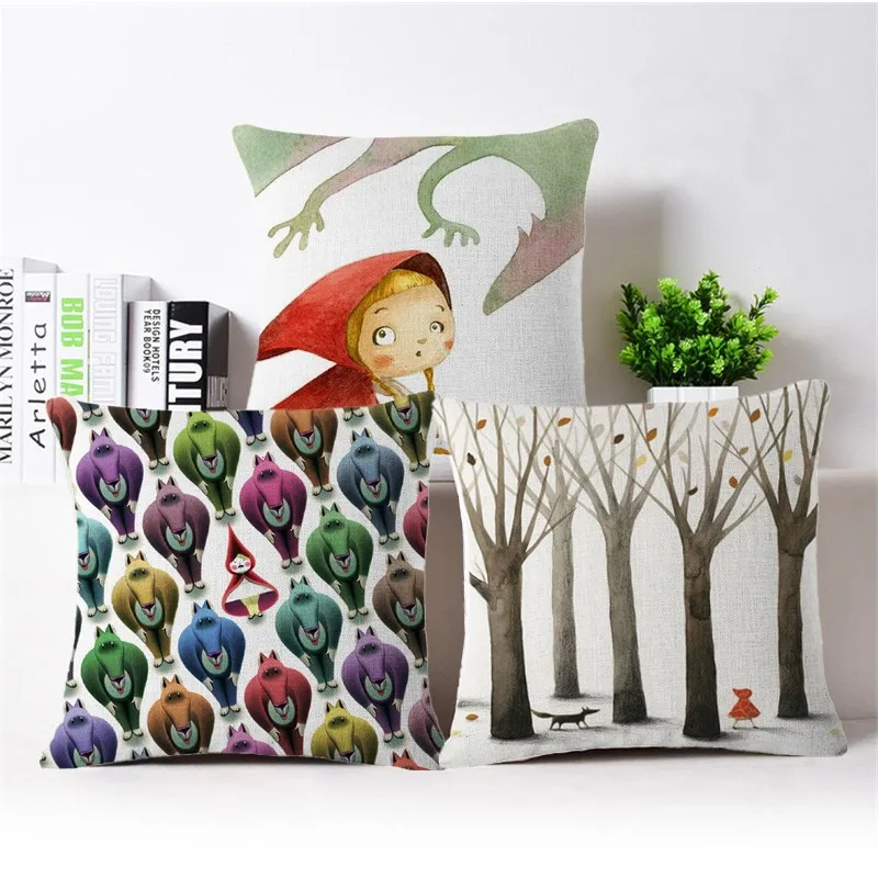 

Nordic creative fairy tale little red cap wholesale wedding gift cushion cover home office car sofa decorative party pillow case