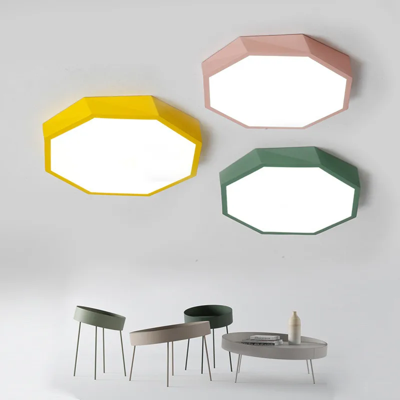 

Nordic LED ceiling lamp ultra-thin shaped geometry macaron dining room bedroom lighting creative color home study room lamps
