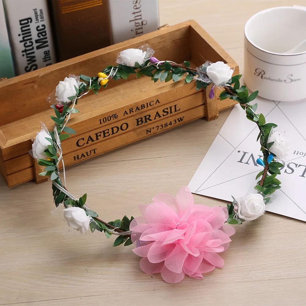 2018 Flashing LED Glow Flower Crown Headbands Light Party Rave Floral