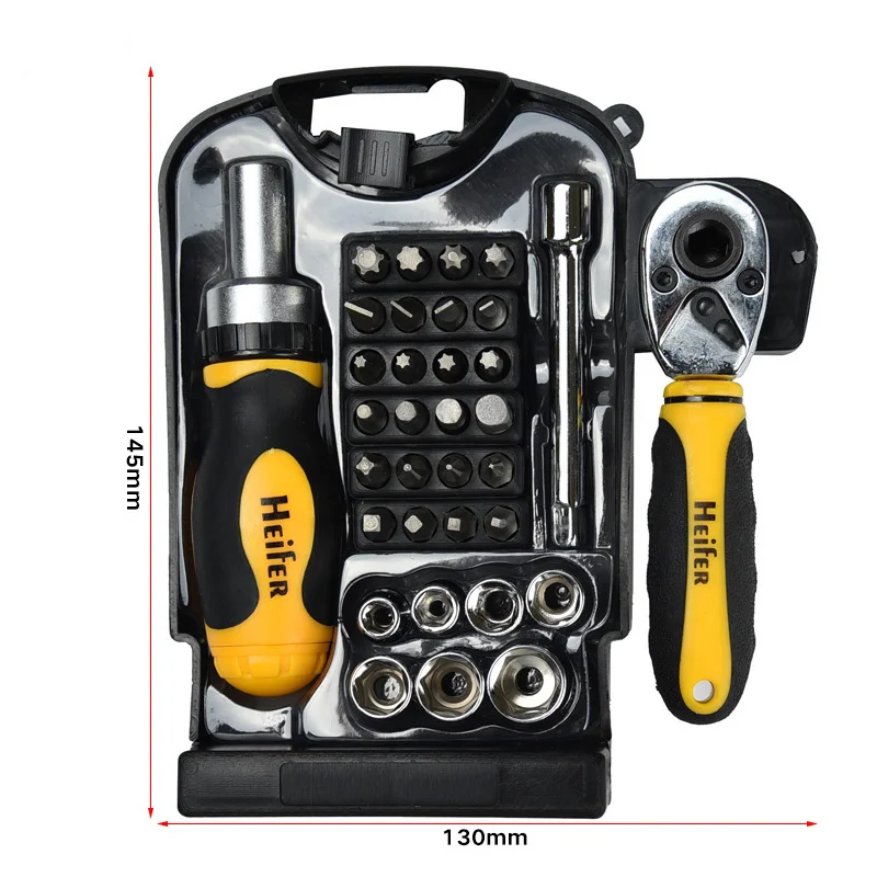 

34 Multi-function 1/4" Ratchet Socket Wrench Set Socket Ratchet Screwdriver Set Suitable Drive Short Handle for Home Car Repair