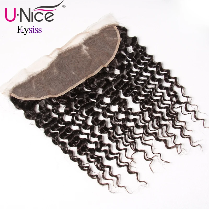 

UNice Hair 8A Kysiss Virgin Series Brazilian Deep Wave Lace Frontal Closure 13*4 Ear To Ear Pre Plucked 100% Human Hair Closure