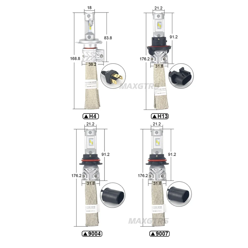 2x H1 H4 H3 H7 H8 H9 H11 H16 9005 HB3 9006 HB4 9012 HIR2 H13 9004 Car LED Headlight 8000lm Lumileds Chip Light Bulb Headlamp