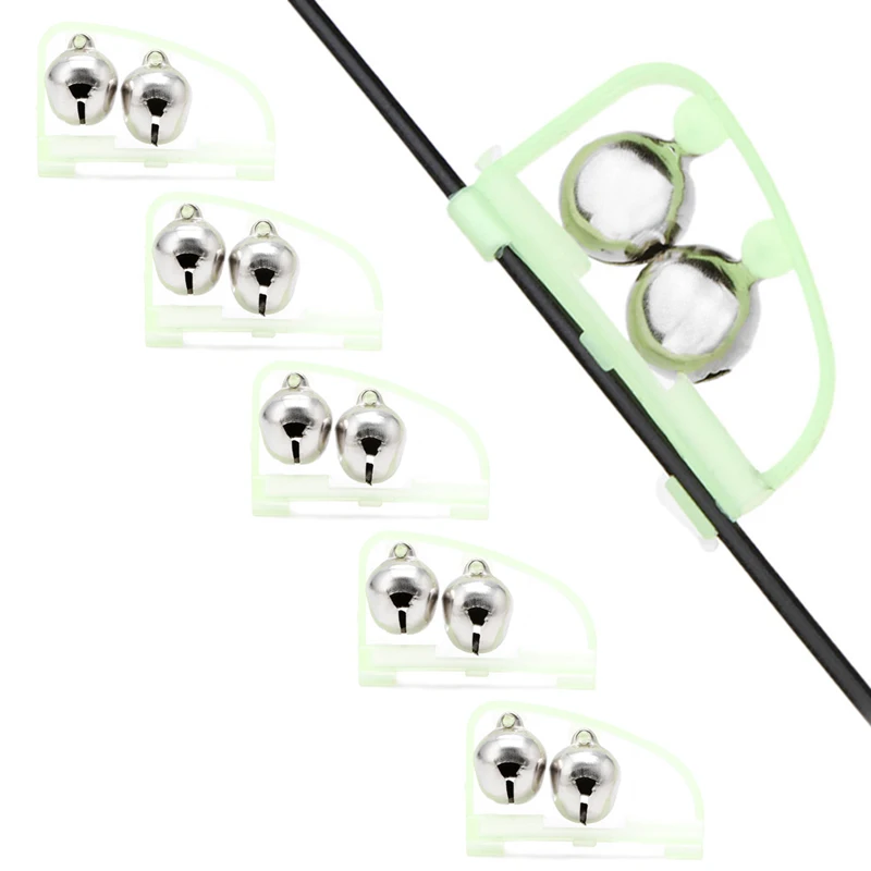 

5 Pcs Fishing Bite Alarms Alarm Luminous Light Twin Bells Fishing Bite Ring Clip On Fishing Rod New Fishing Equipment