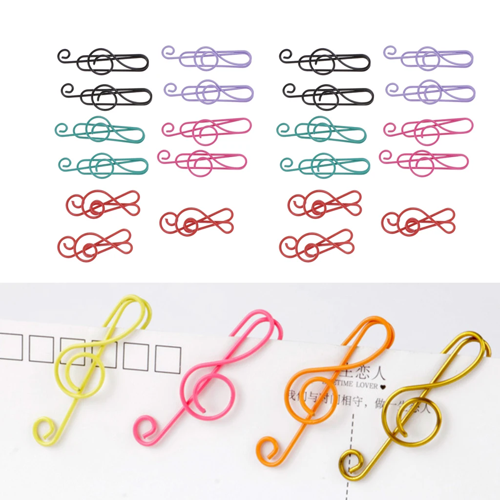 40 Pieces Assorted Color Music Symbols Paper Clips CREATIVE & CUTE Stationery for Both Office and School BULK (1.5 x 0.43')