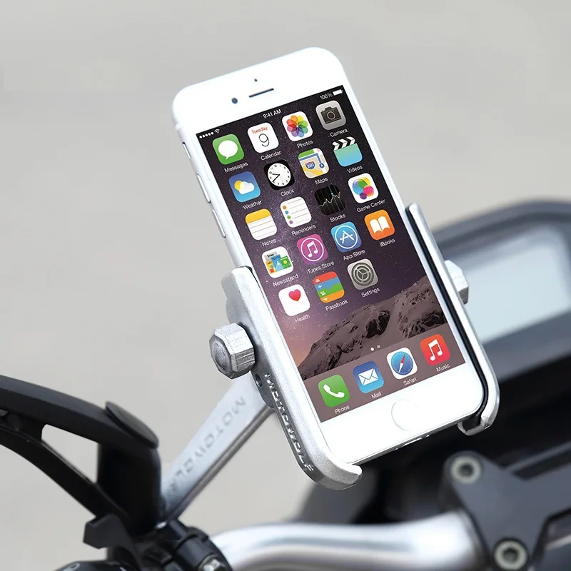 

Universal Aluminum Alloy Motorcycle Phone Holder For iPhoneX 8 7 6s Support Telephone Moto Holder For GPS Bike Handlebar Holder