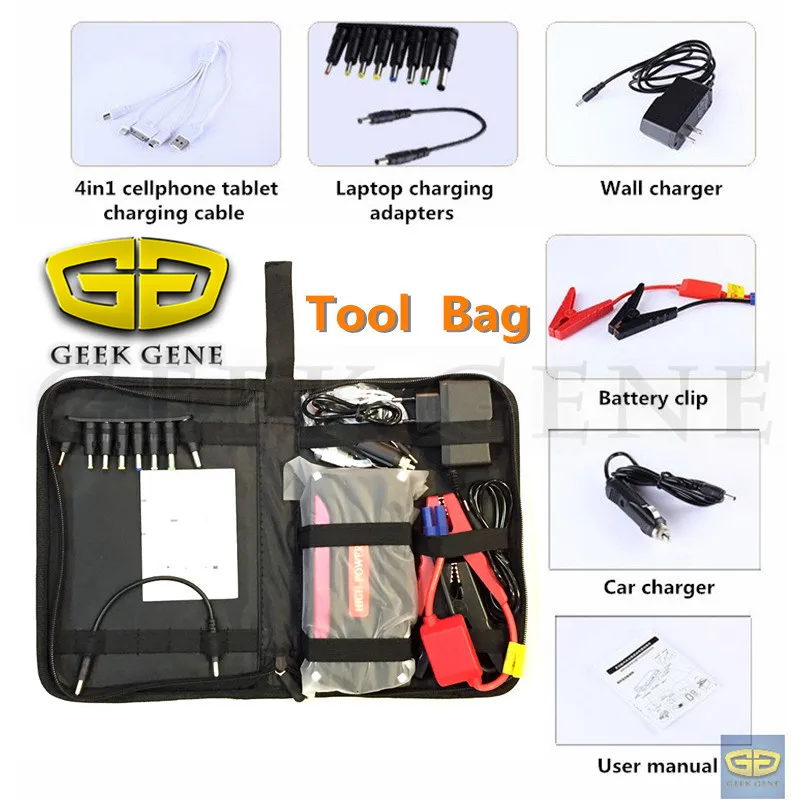 68800mAh Emergency 12V Gasoline Diesel Car Jump Starter Mini 4USB Power Bank 600A Peak Car Battery