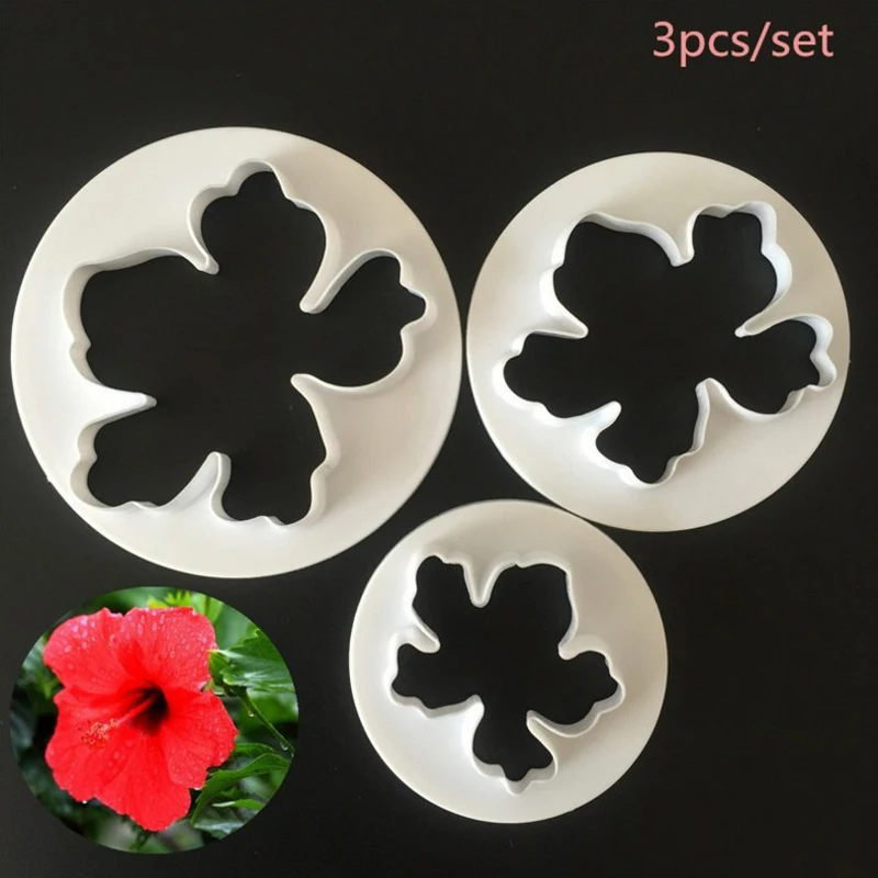 

3 Pcs Plastic Plunger Embossed Mold Flowers Fondant Cake Decor DIY Biscuit Sugarcraft Cutter Mould Chocolate Cookie Baking Tool