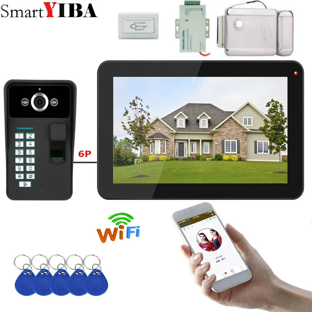 9 inch wifi/Wired Video Door Phone Visual Video Intercom Two-way Audio Intercom Fingerprint With Waterproof Outdoor IR Camera