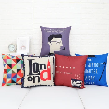 

American style Simple Couple lovely Geometry Linen Pillow Cover Wedding Office Sofa Cushion Cover Home Decorative Pillows Case