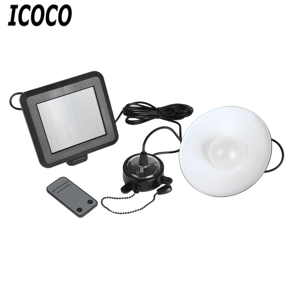 

ICOCO 4 LEDs Solar Lights Stainless Steel Ceiling Lights with Remote Control Home Lighting Study Drawstring Control Lamp