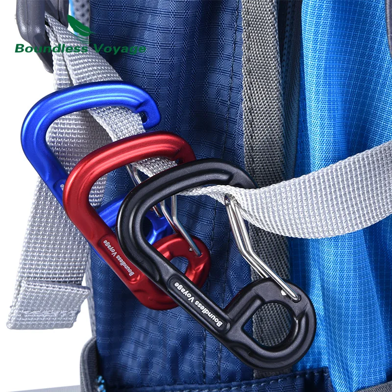 Boundless Voyage Outdoor 10pcs D-type  Screwgate Carabiners Aluminum Alloy Camping Climbing Backpacking Snag-Free Wiregate 