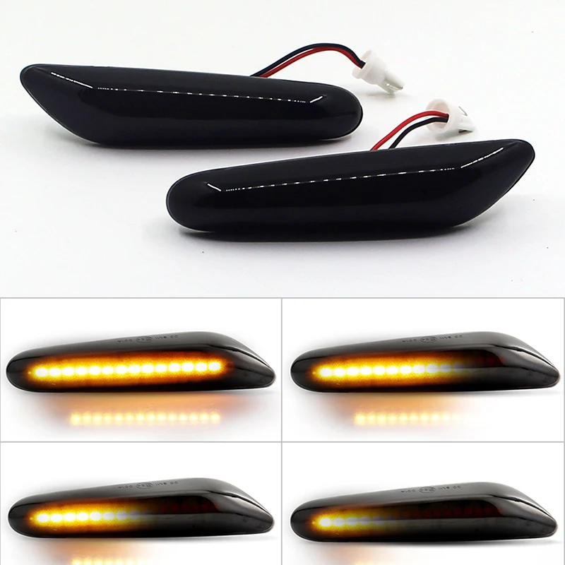

2pcs Canbus Dynamic Flowing Car LED Side Marker Turn Signal Lights for BMW E90 E91 E92 E93 E46 E60 E82 E88 X1 X3 Smoke Lens