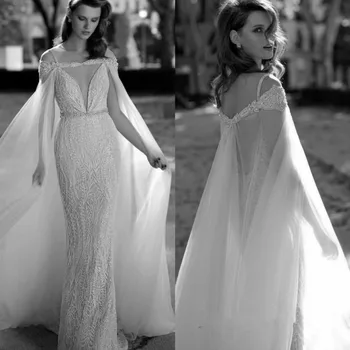 

Off the Shoulder Long Bridal Bolero Shawls Custom Made Lace Applique Beaded Wedding Cape Wraps