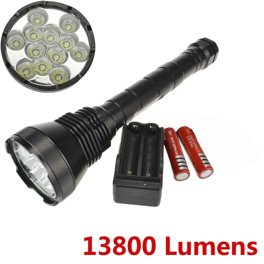 Светильник-вспышка CrazyFire 13800lm светодиодный светильник-Вспышка 12* Cree XML T6 охотничий/походный светильник 18650 перезаряжаемый аккумулятор