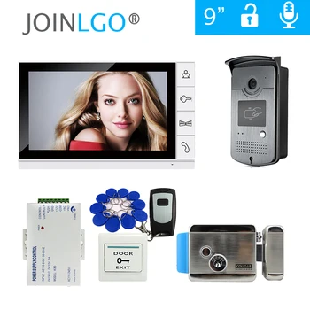 

FREE SHIPPING 9" Color Screen Video Door Phone Intercom System + White Monitor + Waterproof RFID Doorbell Camera + Electric Lock