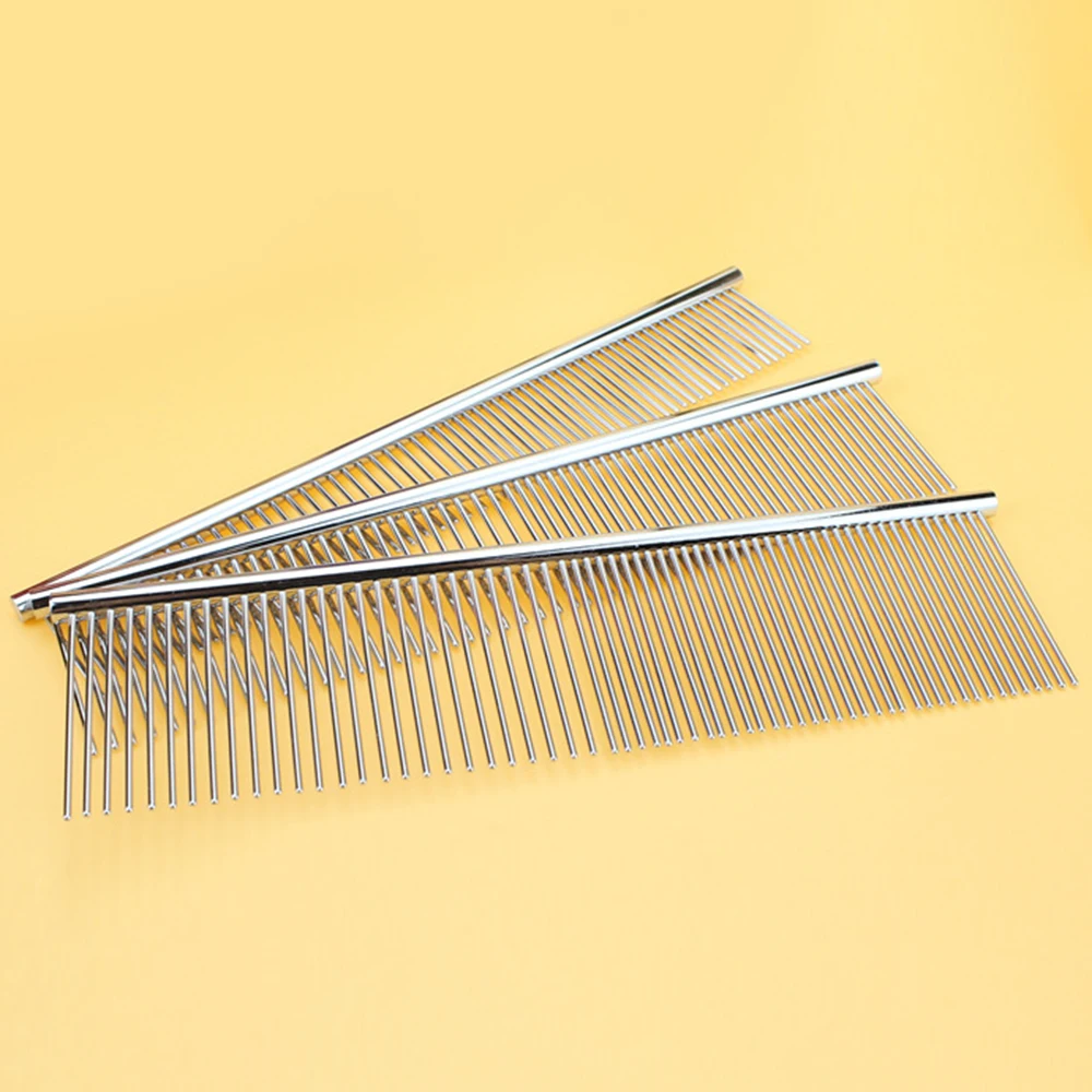 Super Surdy Durable Pet Grooming Cat Dog Puppy Long Haired Fur Grooming Sliver Metal Anti-static Comb Pet Beauty Tool New