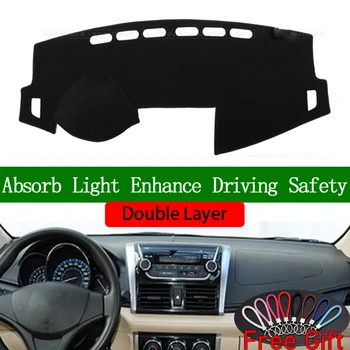 

Double Layer Car Stickers For Toyota vios 2014 2015 2016 2017 Dashboard Cover Car Accessories Interior Anti-UV Car Decals