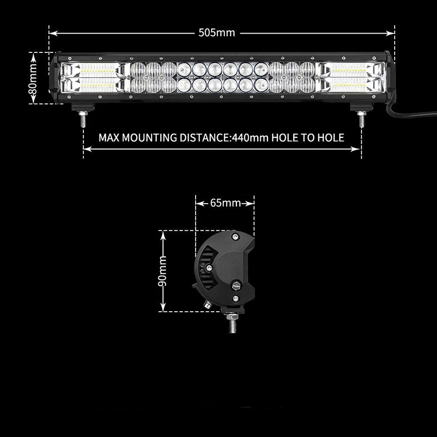 Auxtings Combo Beam 20inch 216w Dual Rows IP67 Waterproof Car Led Bar&23" Number Plate Frame Mount Bracket For Auto Jeep 4X4