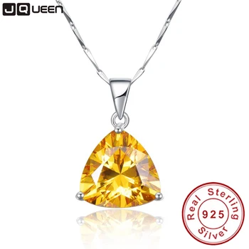 9.35Ct citrine pendant necklace 925 sterling silver chain Geometric Triangle Necklaces&Pendants Jewelry Collar Colar de Plata
