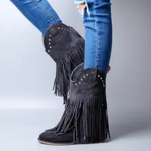 Кожаные ботильоны на плоской подошве с круглым носком и бахромой; ботинки на высоком массивном каблуке; ботинки для верховой езды с заклепками; женская обувь;