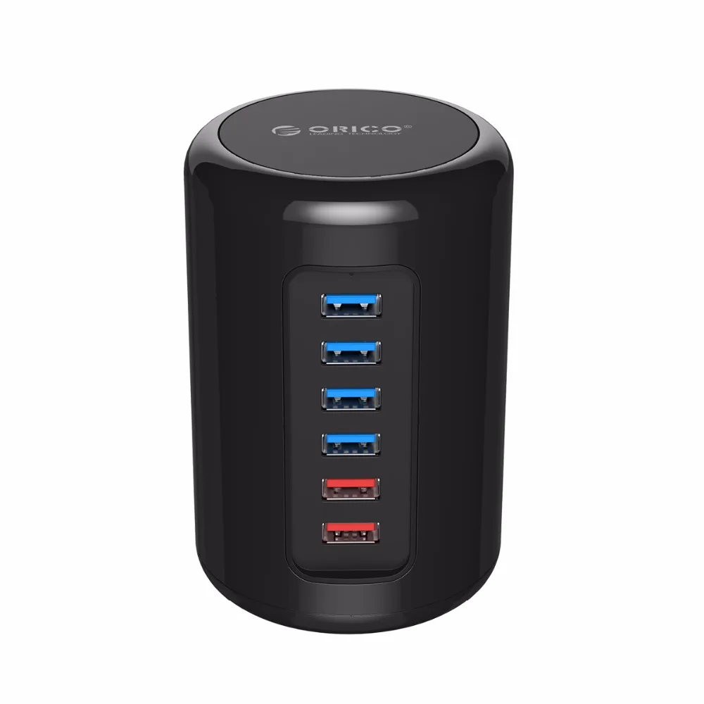 ORICO RH4CS-BK 4-Порты и разъёмы USB3.0 концентратор ABS Материал ультра-мини с 2 зарядки Порты супер Зарядное устройство 5V Макс 2.4A для зарядного устройства телефона-черный