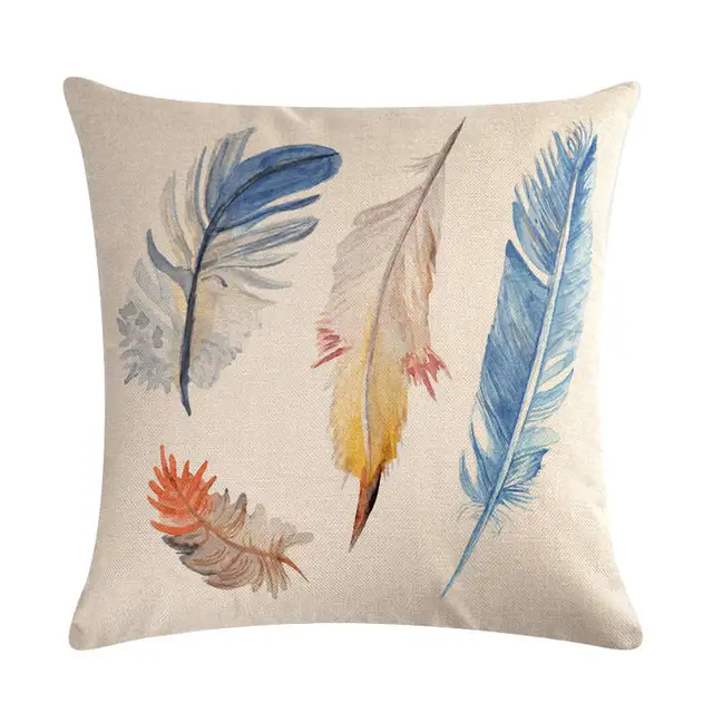 45cm*45cm Coloured feathers pattern linen/cotton throw pillow covers