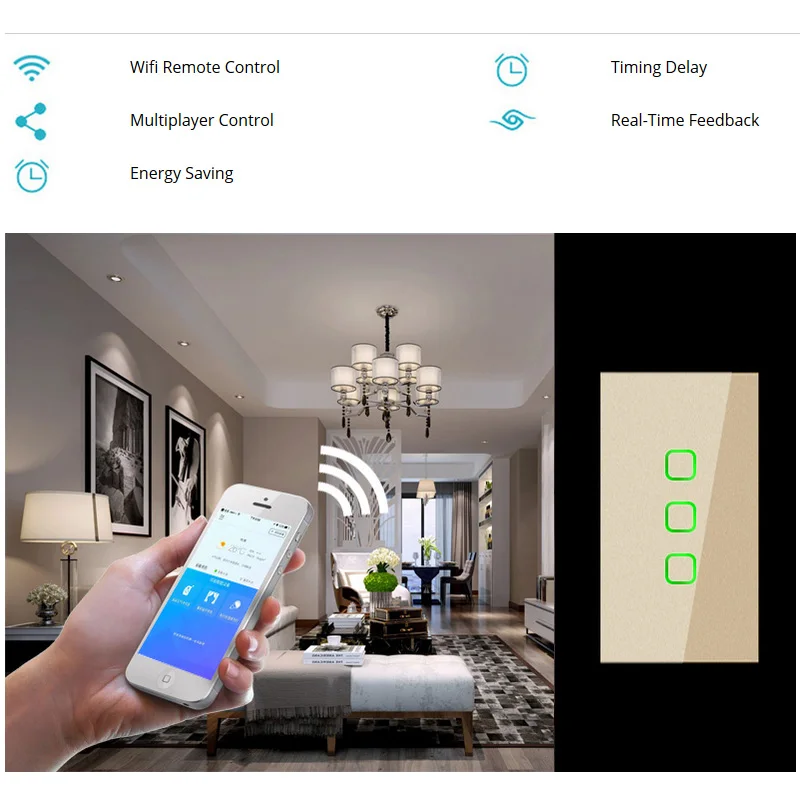 Стандарт ЕС 1 способ Wi-Fi пульт дистанционного управления приложение Тип настенный светильник управление Лер умный дом автоматизация сенсорный переключатель eWelink или TuYa