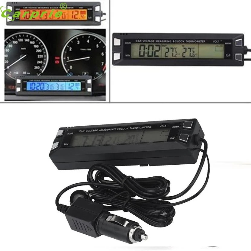 

New Arrival Car Auto LCD Digital Clock Thermometer Temperature Voltage Meter Battery Monitor mr20