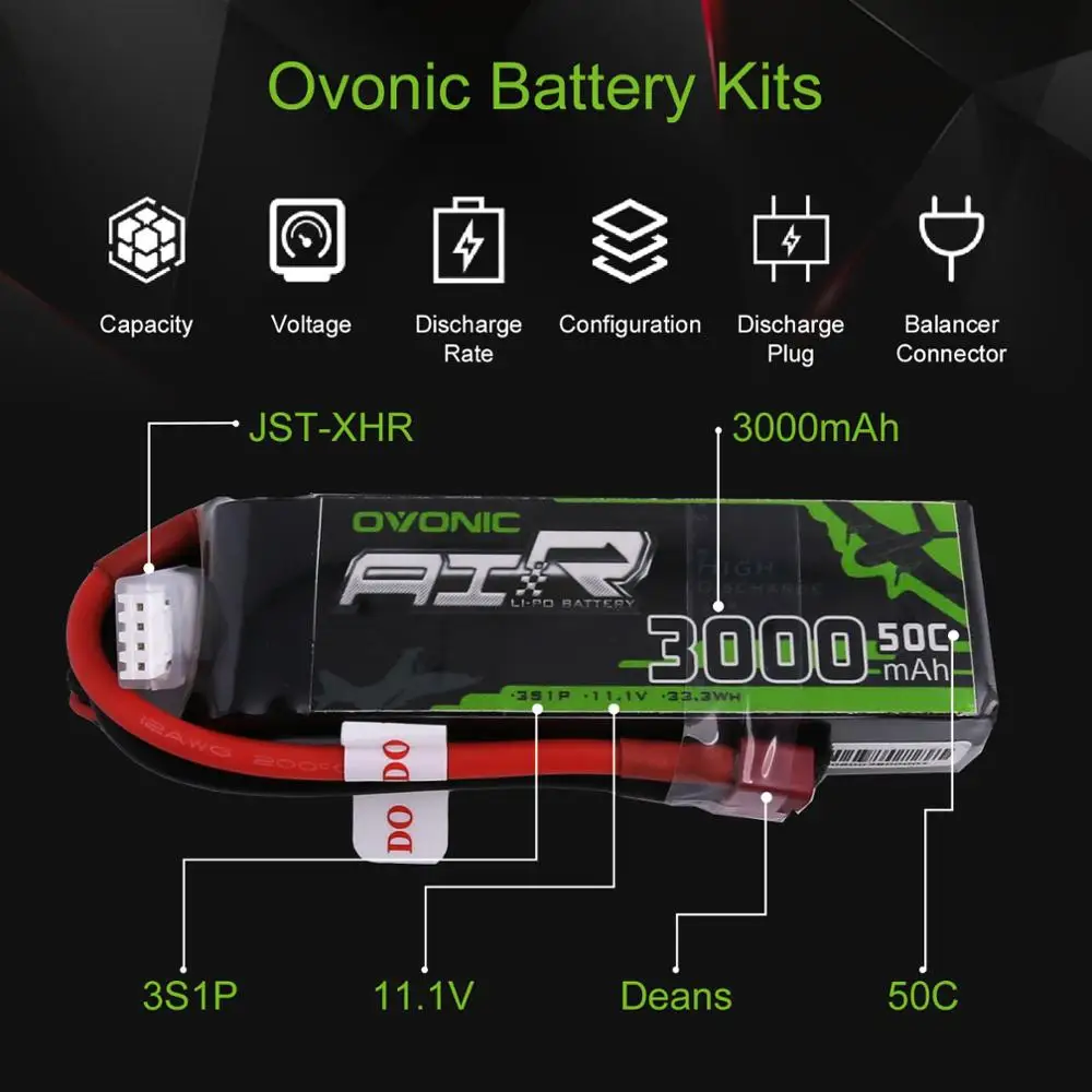 2 шт аккумулятор ovoic 11,1 V 3000mAh 50C-100C LiPo 3S с разъемом XT60 Deans для планера RC 3D самолета 400 мм X-Sled вертолета Quad
