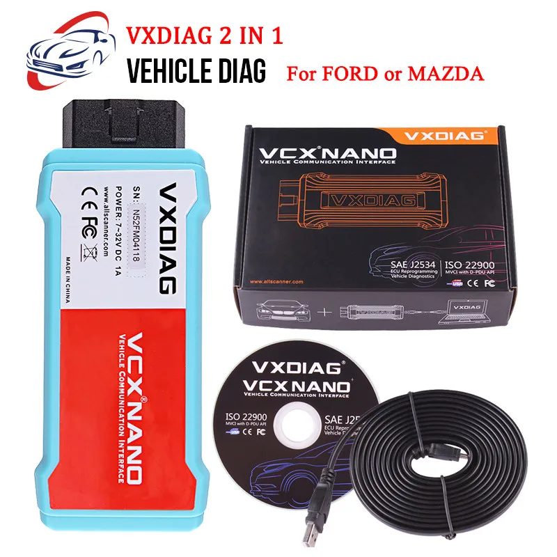 

VXDIAG VCX NANO OBD2 Car Diagnostic Tool with USB/ WIFI for Ford and for Mazda 2 in 1 with IDS V112 Auto Diagnostic Tool Scanner
