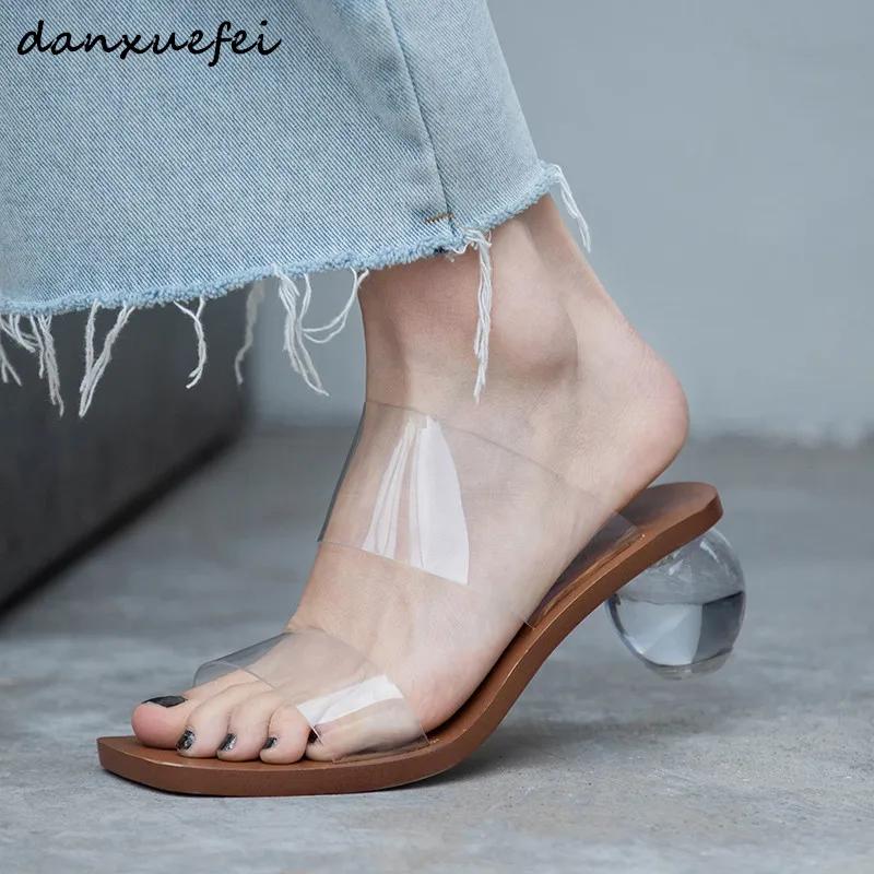 

Women's pvc Transparent high heel sandals open toe summer female comfortable sandalias elegant ladies beach pumps shoes women