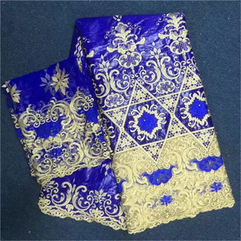 

African Bazin Riche Fabric Embroidered High Quality 2018 New Design Bazin Riche Getzner 5Yards+2Yards Beaded Net Lace Fabric