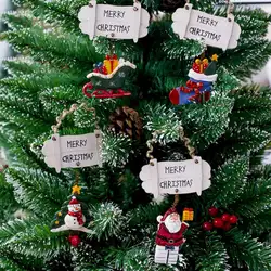 Деревянный подвесной Веселый Рождественский Декор с красочной картиной кулоны из смолы для рождественской елки Декор домашнего окна
