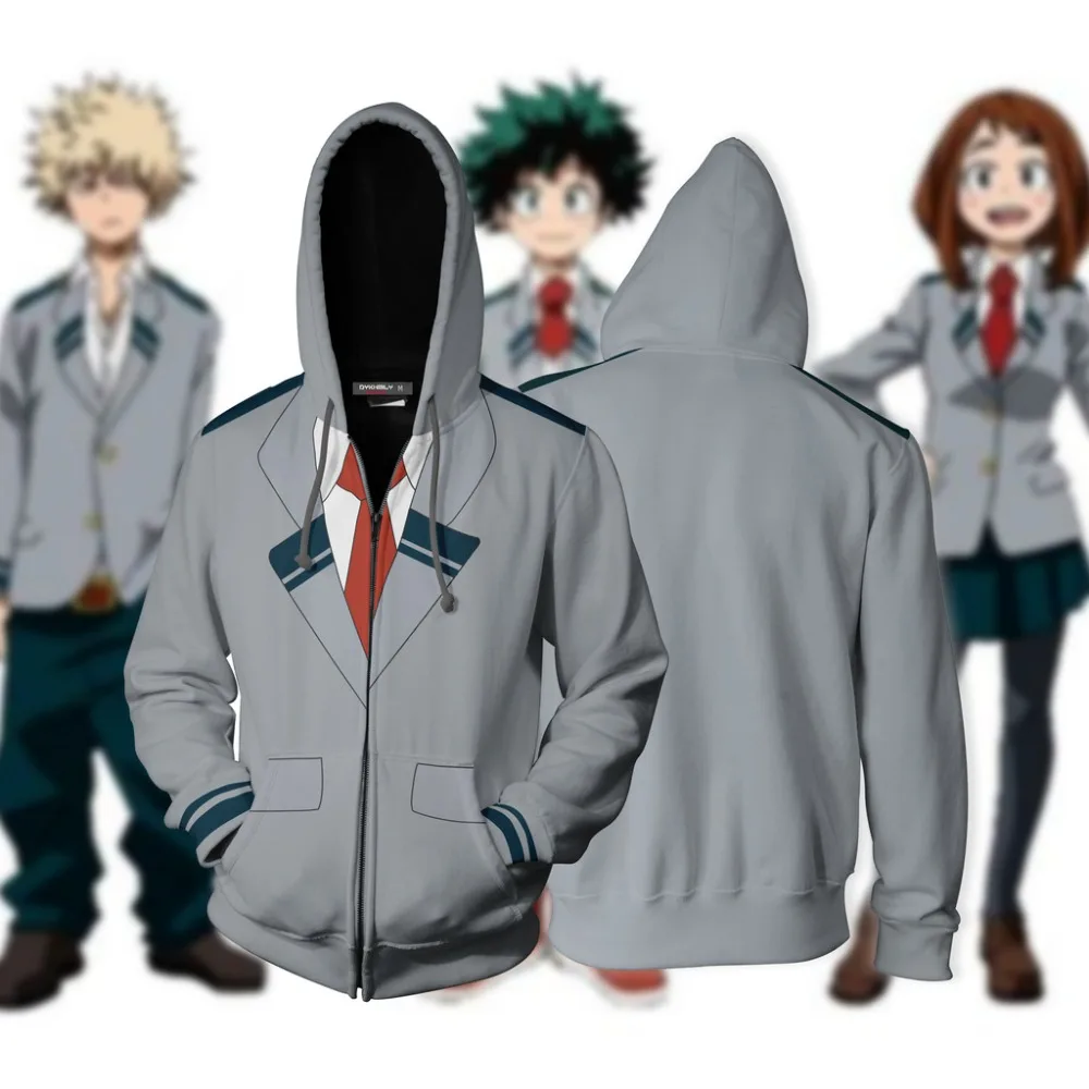 Bakugou Katsuki школьная униформа для косплея мой герой academic толстовки с 3D принтом на молнии толстовки для мужчин и женщин спортивный свитер