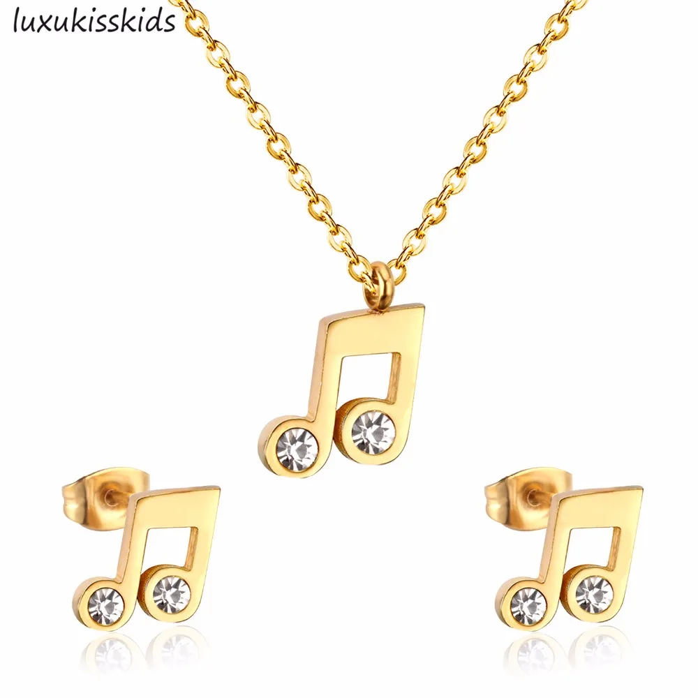 LUXUKISSKIDS Popular Jewelry Sets Musician Symbol Stainless Steel Jewelry Sets For Girl Gift Jewelry