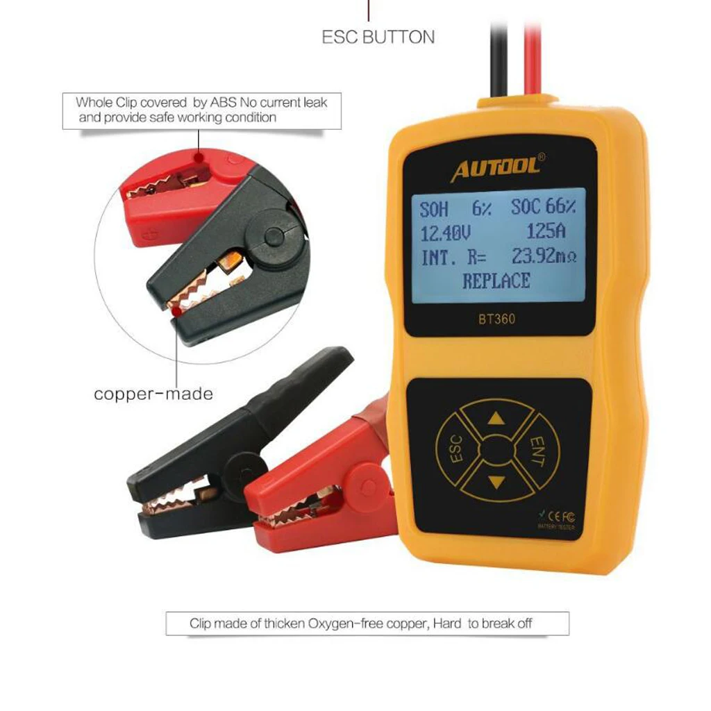 

BT-360 DC 12V Vehicle Battery System Tester Car Charging Test Analyzer Tool For 12V Standard Car