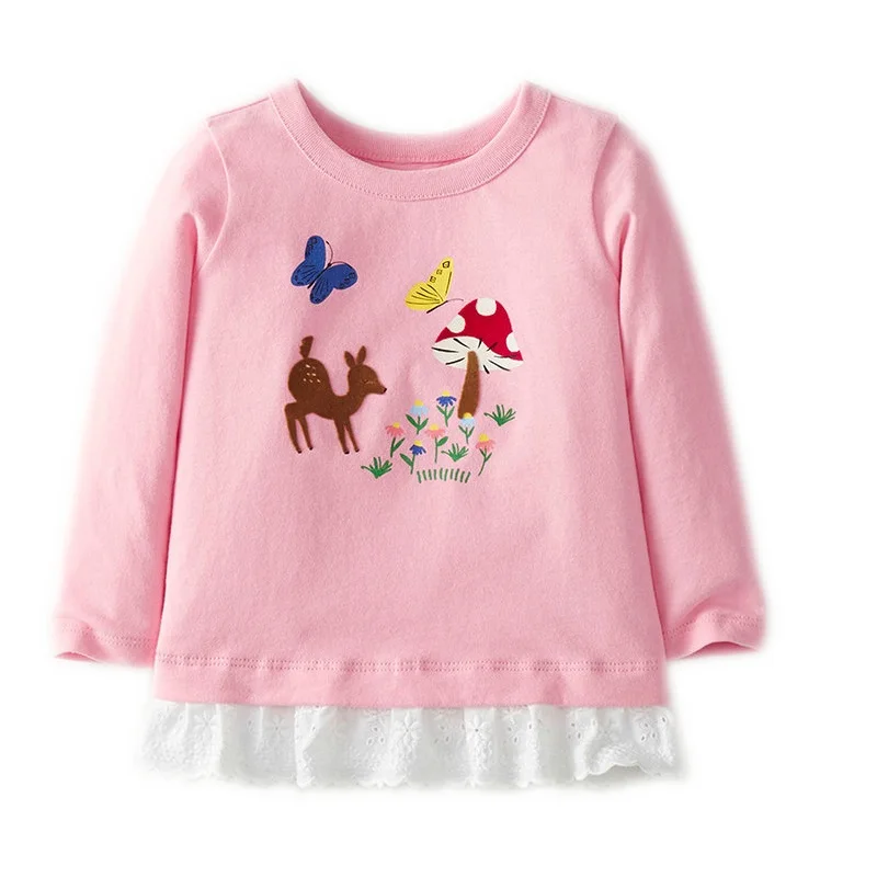 

2-7 Years Baby Girls T-Shirt Long Sleeve Cotton Cartoon Deer Printing Tops Toddler Girl Children Spring Autum T Shirts KF620