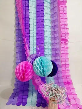 

12Pcs Mermaid Party Supplies Set Four Leaf Flower Tissue Paper Hanging Streamers Honeycomb Balls (Lavender Purple Blue Pink)