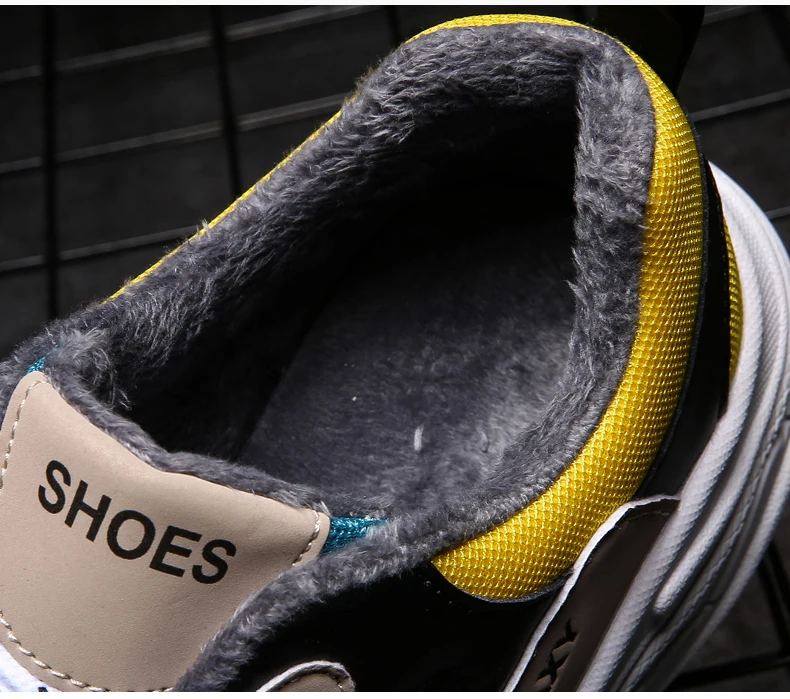 Men's Chunky Sneakers Dad Shoes Men Winter Classic With Fur High Platform Trainers Sneaker Black And White Sneakers Men Platform (4)