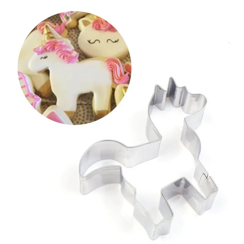

4YANG Unicorn Animal Cookie Cutter Stainless Steel Fondant Cutter Baking Cookie Mold Biscuit Mould Sugarcraft Pastry Tools
