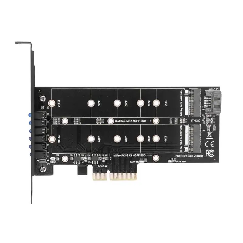 Адаптер SSD PCI E 4X к NGFF преобразователь карты B + M key M.2 sata base ssd NVME pcie адаптер для