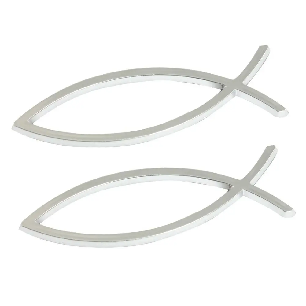 

AUTO -2pcs 3D Silver Jesus Symbol Badge Sticker Distinctive Decoration for Car