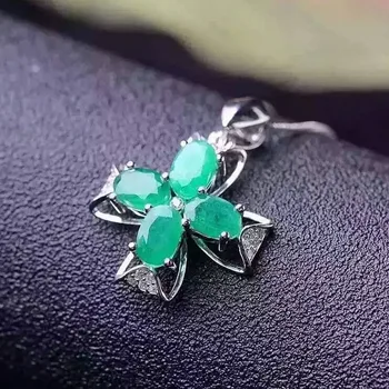 

natural emerald pendants 925 sterling silver natural green gem Pendants lucky fine jewelry for women send necklace