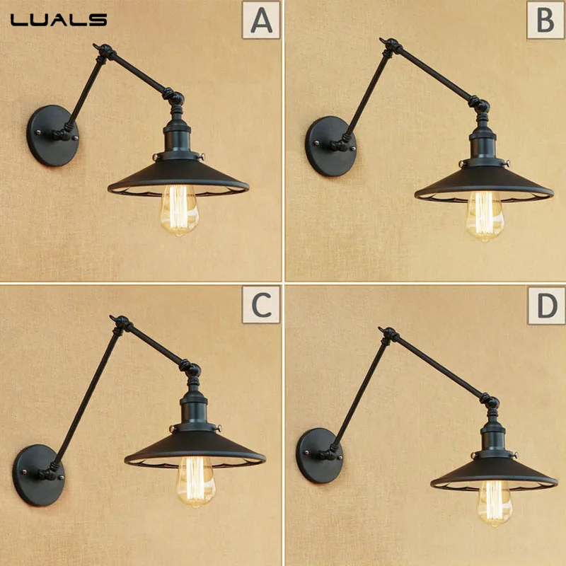 Loft black Industrial Wall Light Adjustable Retro Wall Lamp For