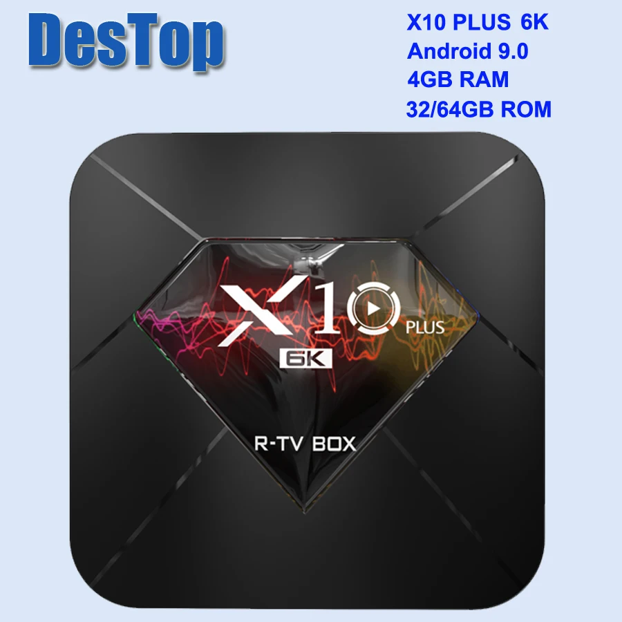 ТВ-приставка 1 шт. X10 PLUS Android 9 0 4 Гб + 32 ГБ/64 Allwinner четырехъядерный WiFi 3D телеприставка