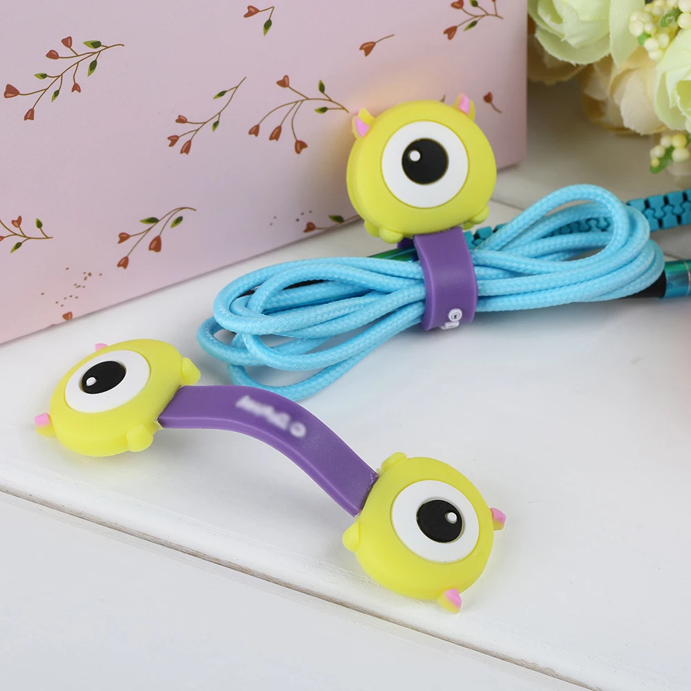 

FFFAS 2 Pieces Cute Cartoon Anime Mobile Phone USB Cable Fastener Button Organizer Wire Protector Earphone Holder line Winder