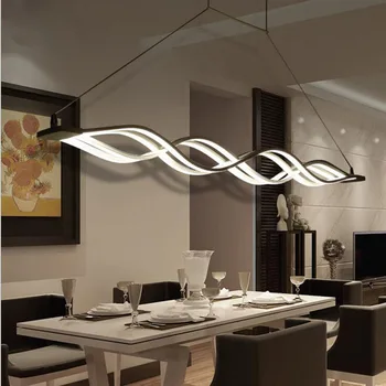 

Post-modern personality chandelier led restaurant lights wave living room study office aluminum fishing line bar chandeliers led