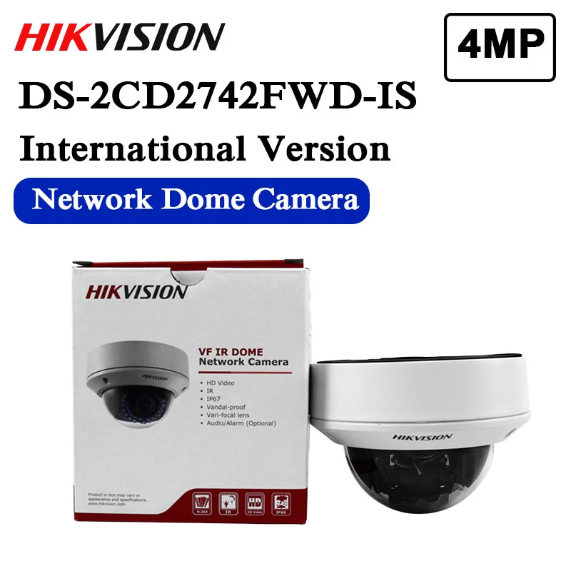 

Free shipping english version DS-2CD2742FWD-IS Audio, 4MP WDR Vari-focal Dome Network Camera