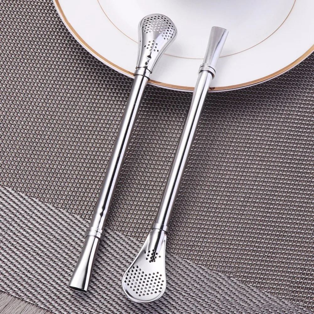

Stainless Steel Spoon Tea Filter Yerba Mate Tea Drinking Straws Bombilla Gourd Washable Tea Tools Bar Accessories #272060