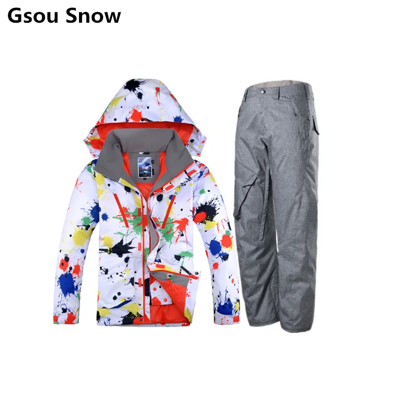 Gsou Snow Suit Men Winter Ski Jaket Mens Snowboard Jackets and Pants esqui traje ski hombre Skiing Jacket Men Outdoor